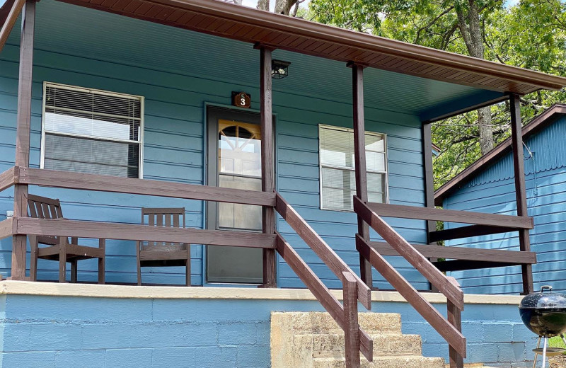 Cabin exterior at Mill Creek Resort on Table Rock Lake.