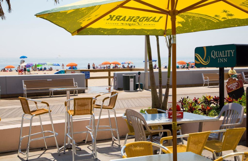 Patio at Quality Inn Boardwalk Ocean City.