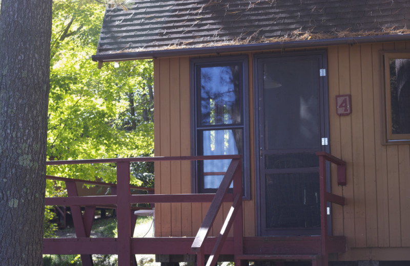 Cabin exterior at Five Lakes Resort.