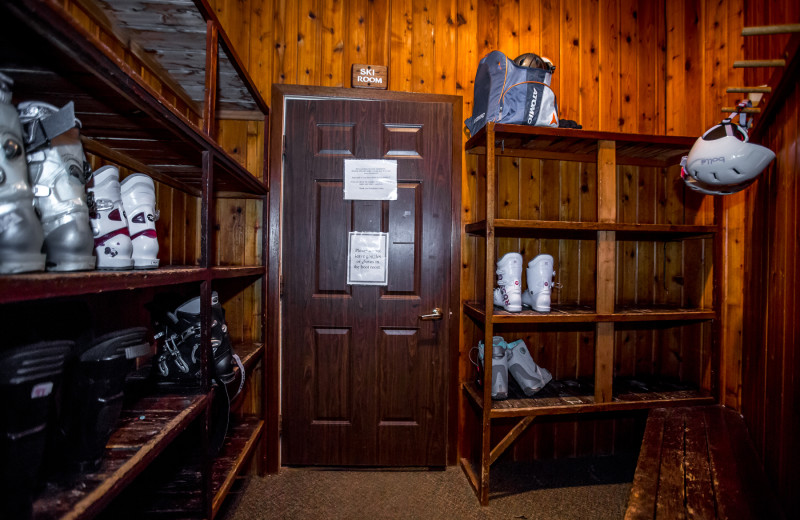 Boot room at Kandahar Lodge.