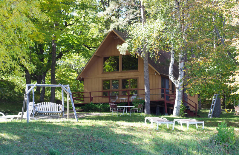 Cabin exterior at Five Lakes Resort.