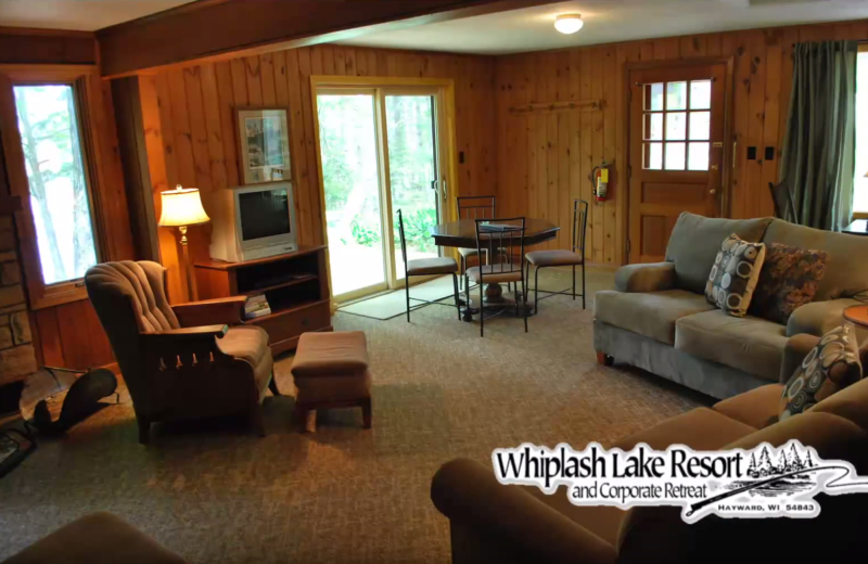 Cabin living room at Whiplash Lake Resort.
