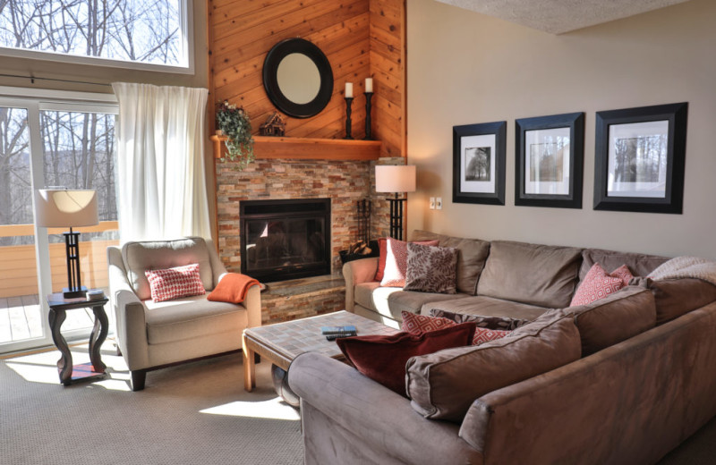 Guest living room at Trout Creek Vacation Condominiums.