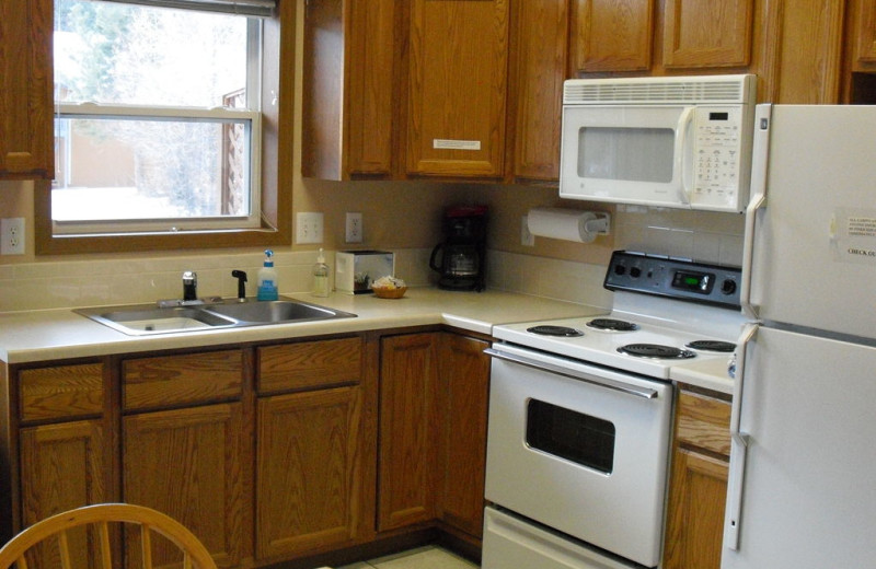 Cabin kitchen at Riverview Pines.