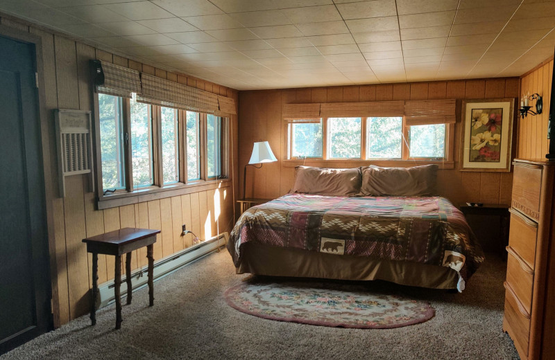 Cabin bedroom at Valhalla Resort.