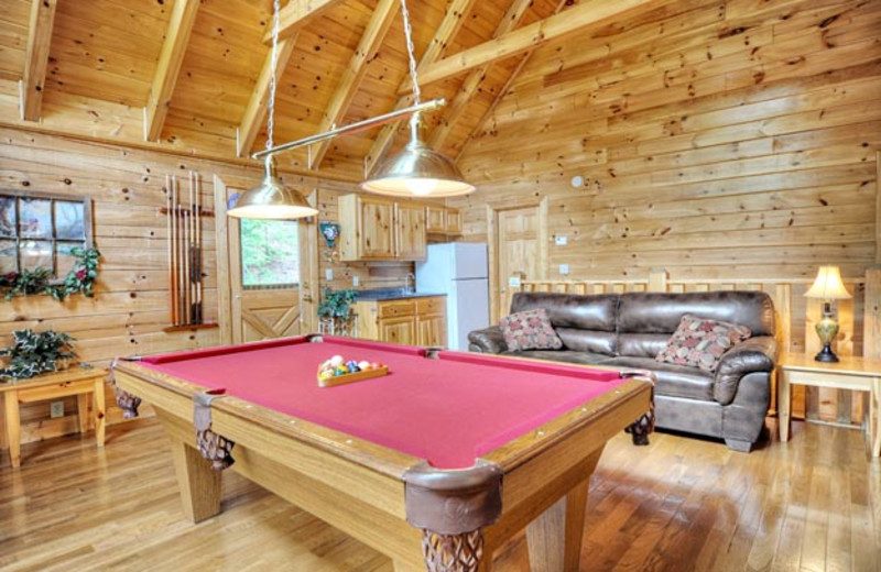 Cabin game room at Eagles Ridge Resort.