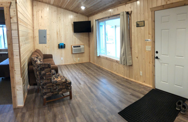 Cabin living room at Vacationland Resort.