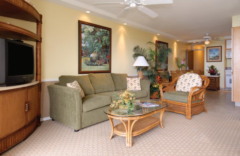 Vacation rental living room at Mana Kai Maui.