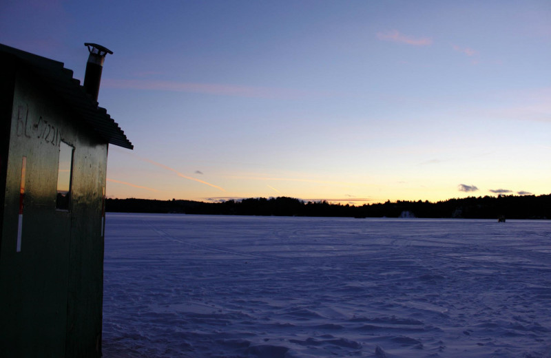 Ice fishing at Dunlop Lake Lodge.