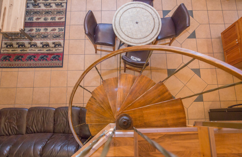 Cottage spiral stairs at Door County Cottages.