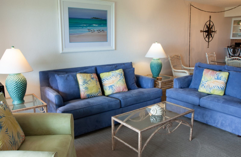 Guest room at Pelicans Roost Condominiums.