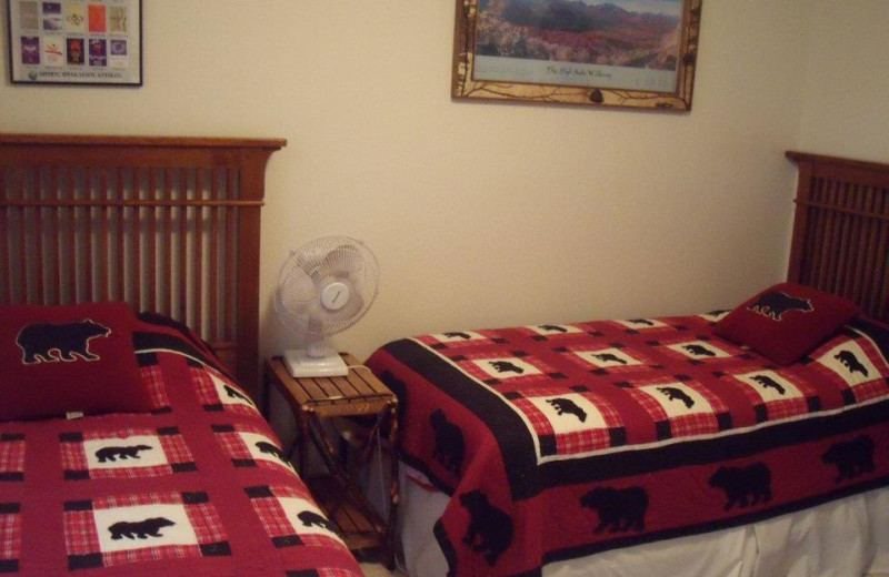 Rental bedroom at Lake Placid Accommodations.