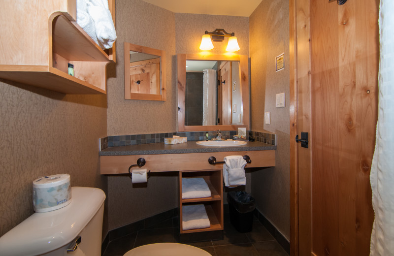 Guest bathroom at The Fox Hotel & Suites in Banff.