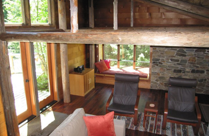 Cabin living room at Deep Forest Cabins.