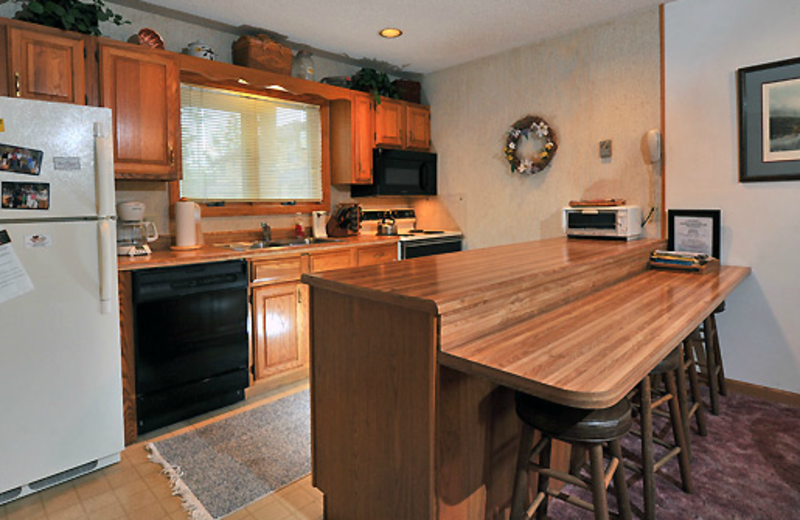 Vacation rental kitchen at Deerfield Village Resort.