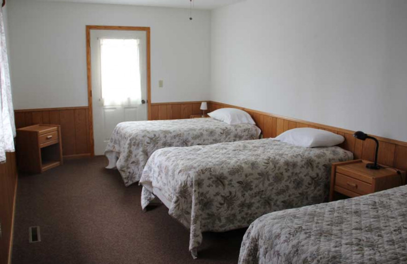 Cabin bedroom at Ballard's Resort.