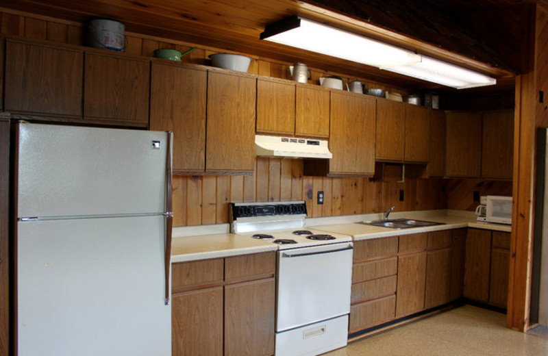 Cabin kitchen at Muskego Point Resort.