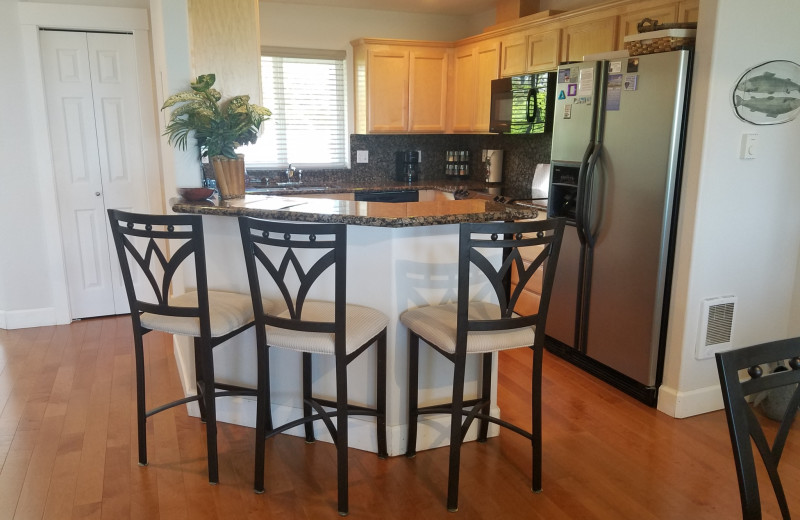 Rental kitchen at Oceanfront Getaways.