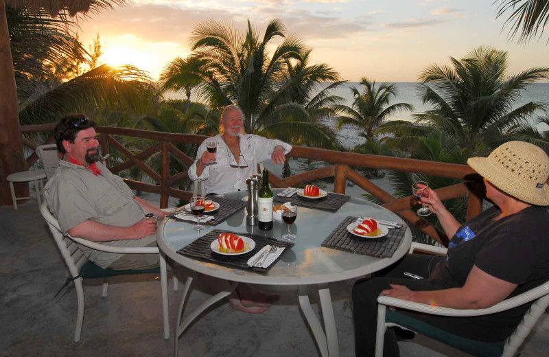 Dining at Isla Holbox Fly Fishing Lodge.