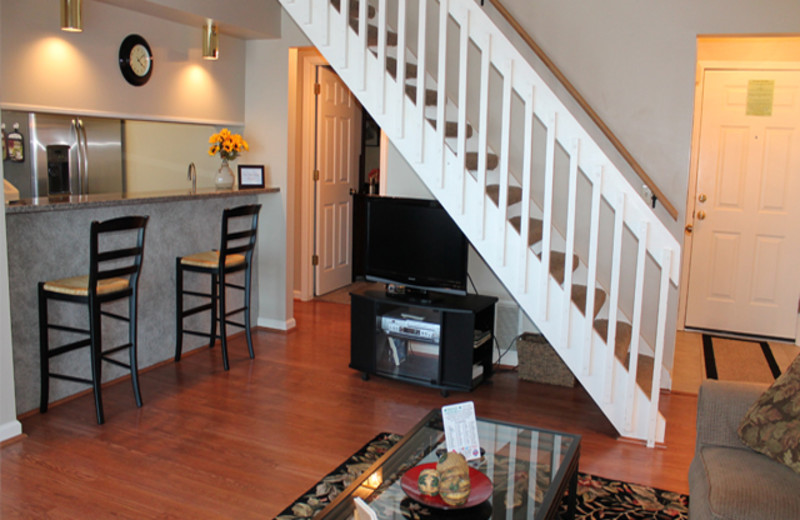 Rental kitchen at Treehouse on the Lake.