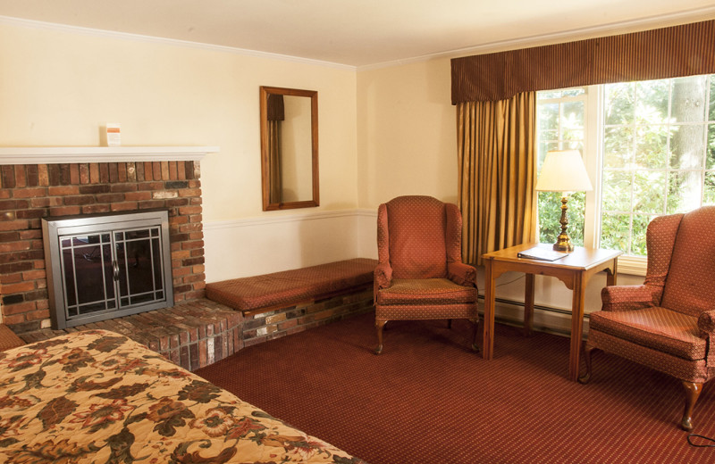 Guest fireplace at Maple Terrace Motel.