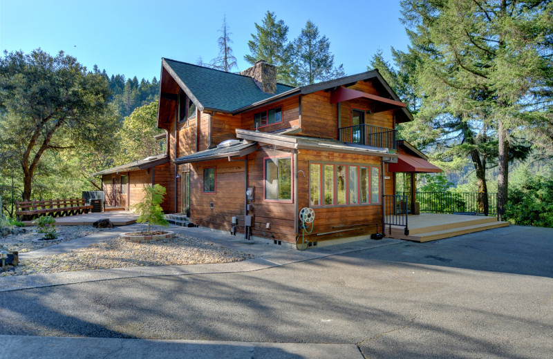 Cabin exterior at Morrison's Rogue River Lodge.