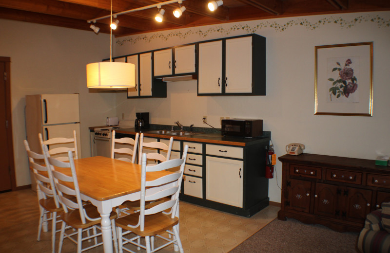 Guest kitchen at Rowleys Bay Resort.