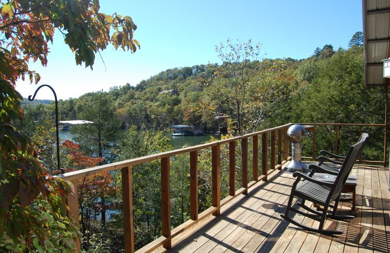 Deck view at Beaver Lakefront Cabins.