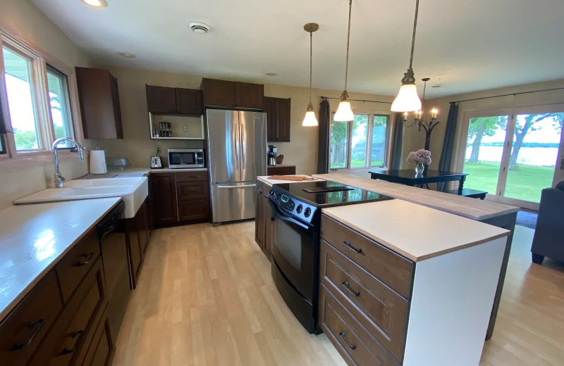 Rental kitchen at Lakes Area Rentals.