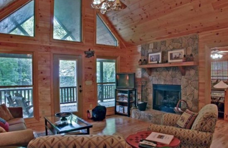 Cabin living room at Georgia Mountain Cabin Rentals.