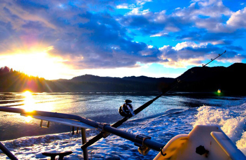 Fishing at sunrise at portsman's Cove Lodge.