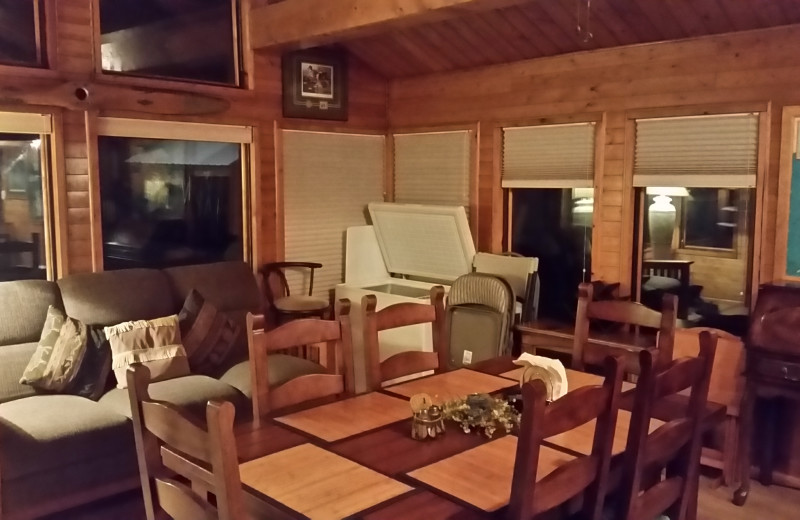 Guest dining room at Kenai River Drifters Lodge.
