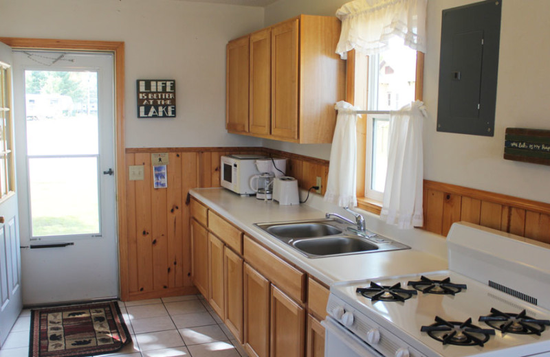 Cabin kitchen at Auger's Pine View Resort.