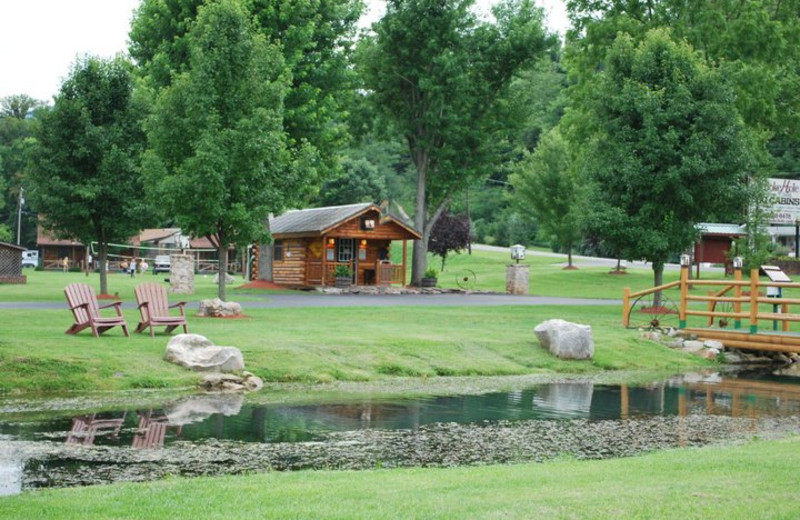 Log cabins at Smoke Hole Caverns & Log Cabin Resort.