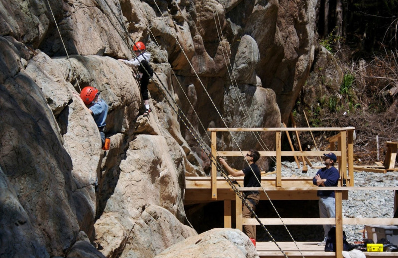 Rock climbing at Clayoquot Wilderness Resort.