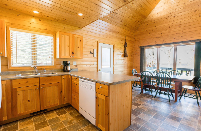 Cabin kitchen at Otter Tail Beach Resort.