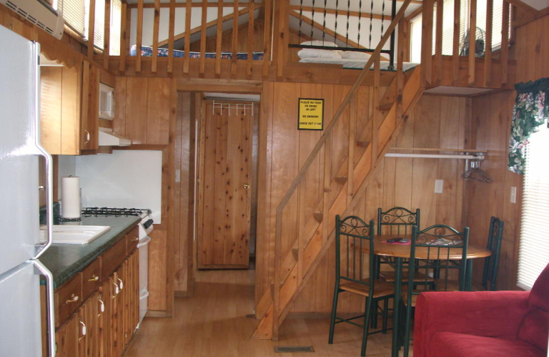 Cabin interior at Navarre Beach Campground.