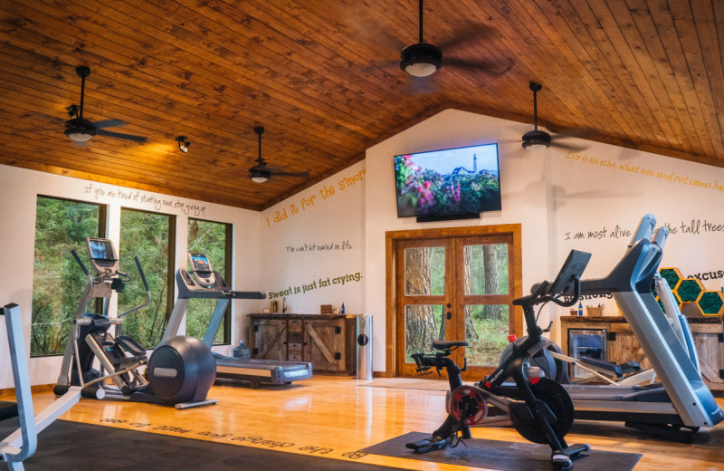 Fitness center at The Resort at Paws Up.