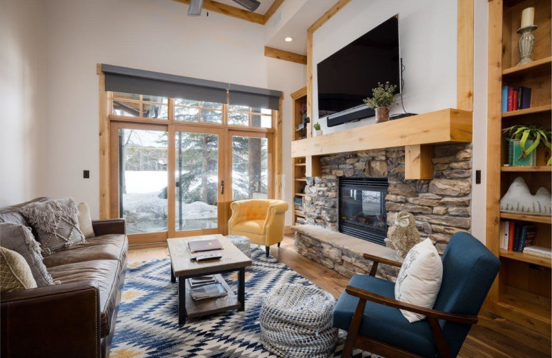 Condo living room at Teton Springs Lodge.