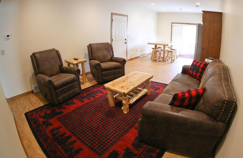 Guest living room at East Silent Lake Resort.