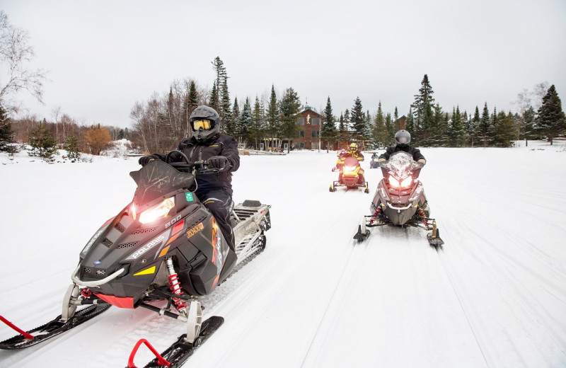 Snowmobiling at Skyport Lodge.