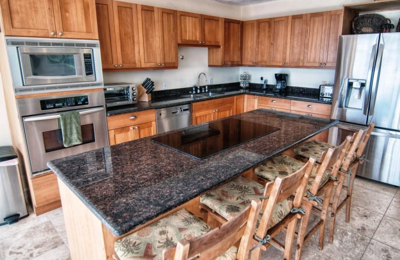 Rental kitchen at Hawaiian Vacation Rentals.