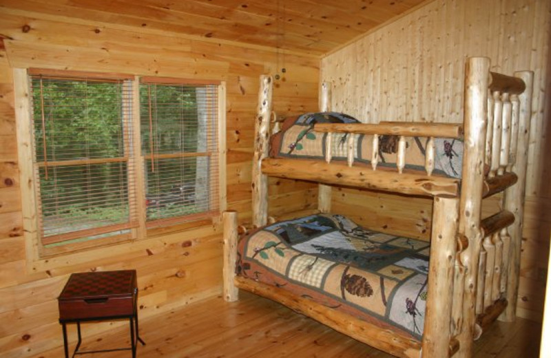 Cabin bunk beds at Georgia Mountain Cabin Rentals.