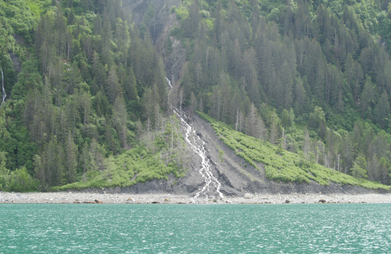 Waterfall at Glacier Bear Lodge.