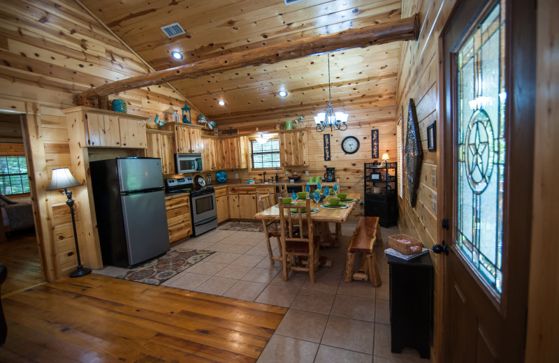 Cabin kitchen at Kiamichi Country Cabins.