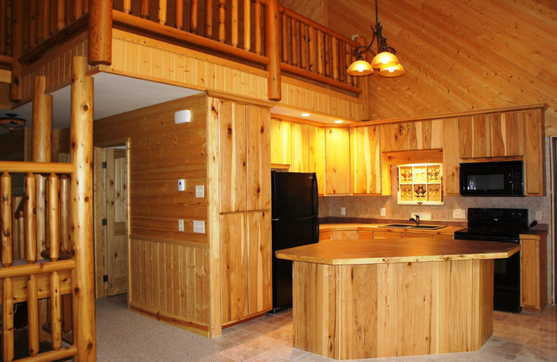 Cabin kitchen at Hollywood's Resort.