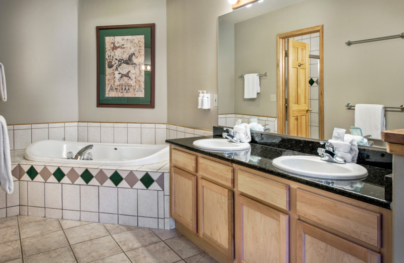 Guest bathroom at Grand Timber Lodge.