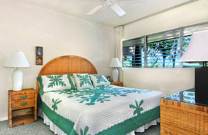 Vacation rental bedroom at Wailua Bay View Condos.