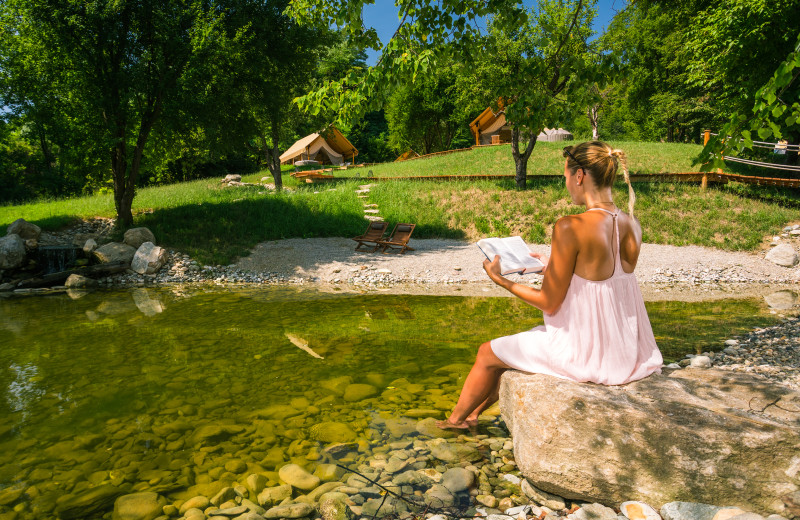 Pond at Chateau Ramšak Glamping Resort.