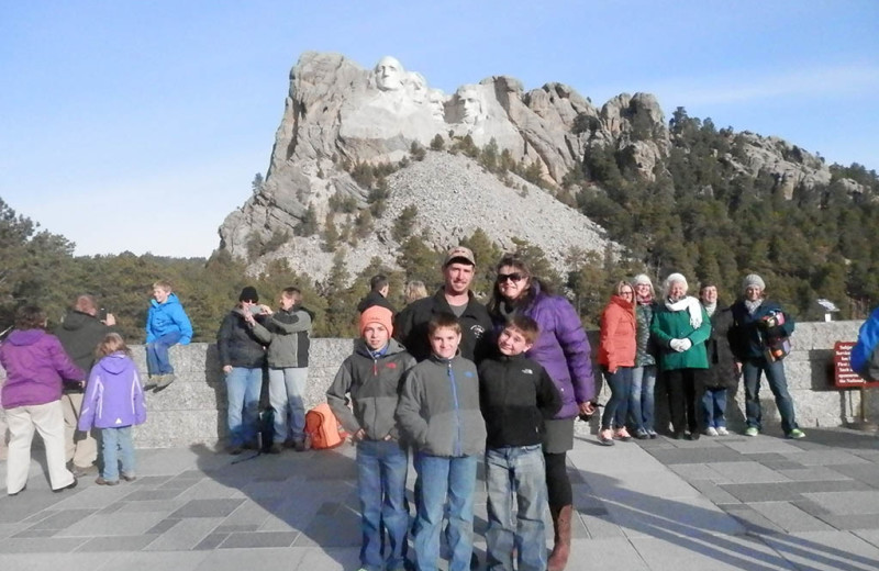 Family at Mount Rushmore near American Pines Cabins.